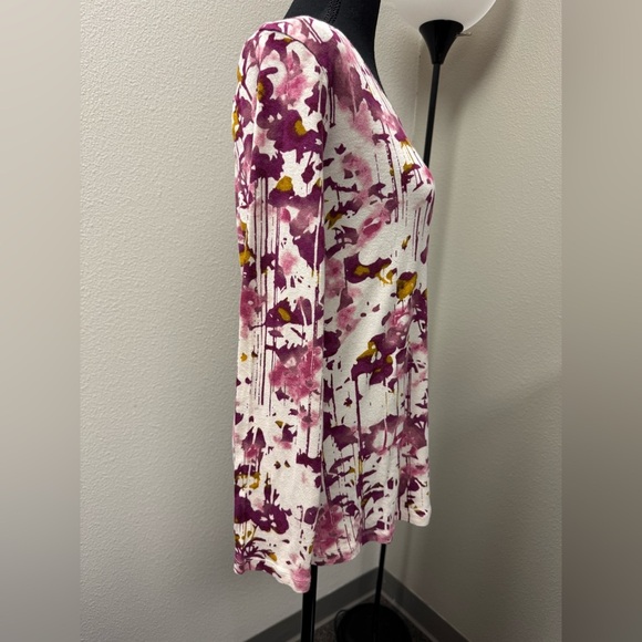 Daisy Fuentes Purple, and Cream Long Sleeve Top size Medium - Picture 4 of 5